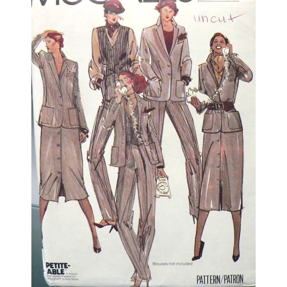 Vintage McCall's Sewing Pattern‎ 6724 Women's Jacket Vest Skirt & Pants Size 10